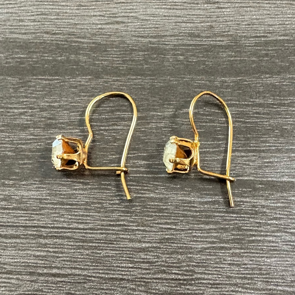 Gold Rhinestone Dangle Earrings - image 2